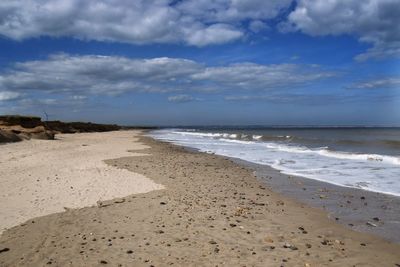 Scenic view of beach against sky