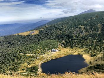 High angle view of landscape against sky