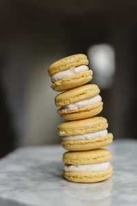 Stack of cookies on table