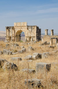 Old roman ruins of volubilis near meknes, morocco, north africa