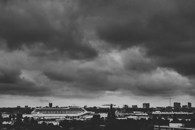 City against cloudy sky