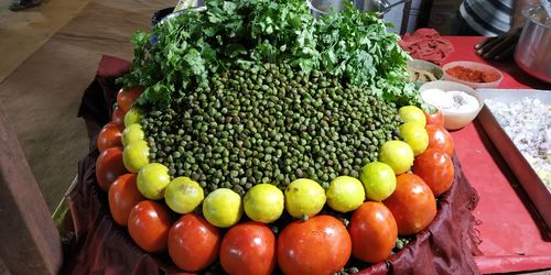 High angle view of fruits in market