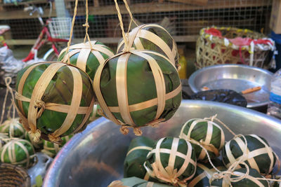 Close-up of plants in basket