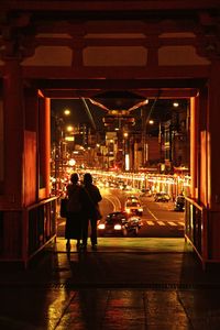 View of illuminated city at night