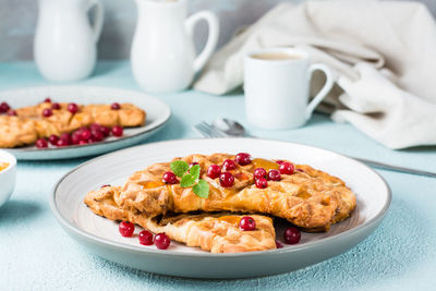 Close-up of food in plate on table