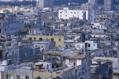 High angle view of buildings in city