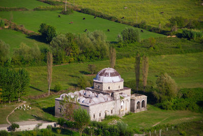 High angle view of historical building