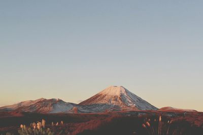 Scenic view of mountains against clear sky