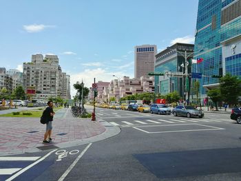 People walking on city street