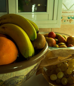 Close-up of fruits in bowl on table