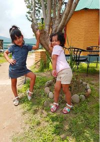 Girl playing in park