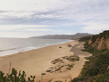 High angle view of beach against sky