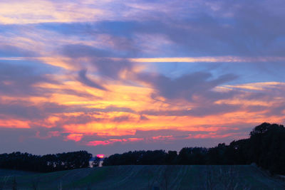 Scenic view of dramatic sky during sunset