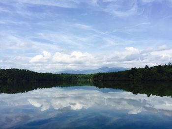 Reflection of clouds in calm lake