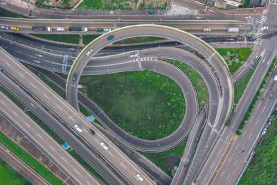 High angle view of elevated road in city