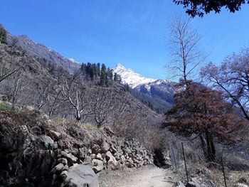 Scenic view of mountains against sky during winter