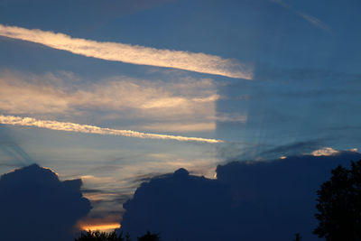 Low angle view of silhouette trees against sky during sunset
