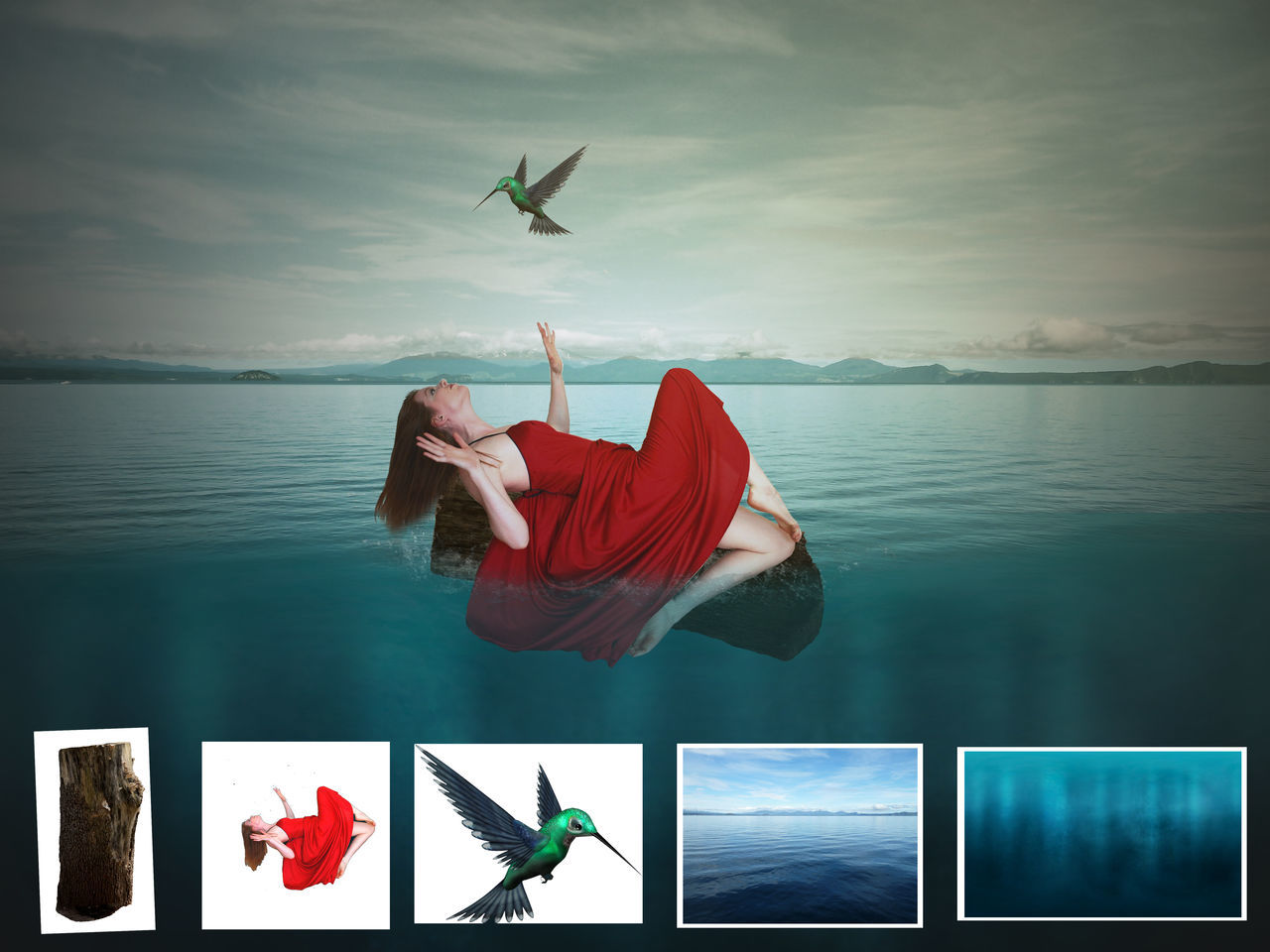 YOUNG WOMAN JUMPING IN SEA