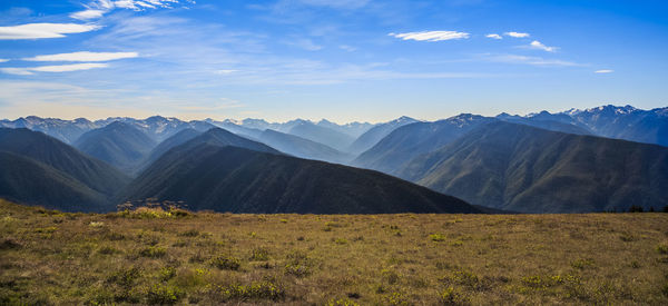 Scenic view of mountains against sky