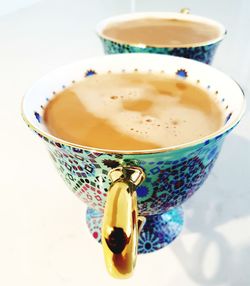 High angle view of drink on table