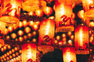 Full frame shot of illuminated chandelier