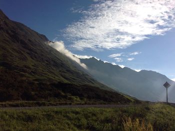 Scenic view of mountains against sky