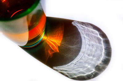 High angle view of beer glass on table