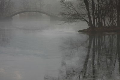 Scenic view of lake against sky during winter