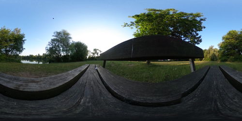 Close-up of built structure against clear sky