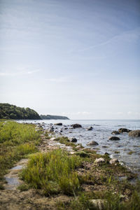 Scenic view of beach and sea against sky