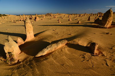 Panoramic view of sand dunes against sky