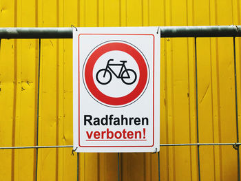 Radfahren verboten