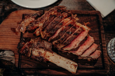 High angle view of food on table