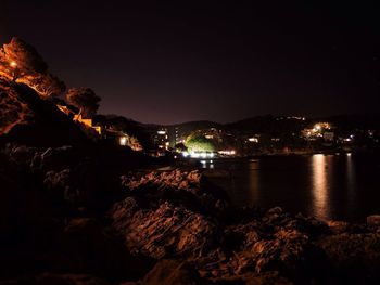 View of illuminated cityscape at night