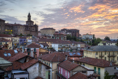 High angle view of buildings in city