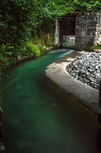 View of swimming pool by lake