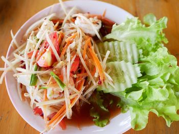 High angle view of meal served in plate