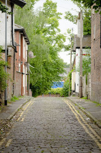 Footpath amidst buildings in city