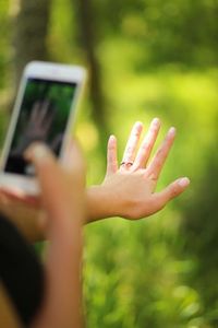 Close-up of cropped hand