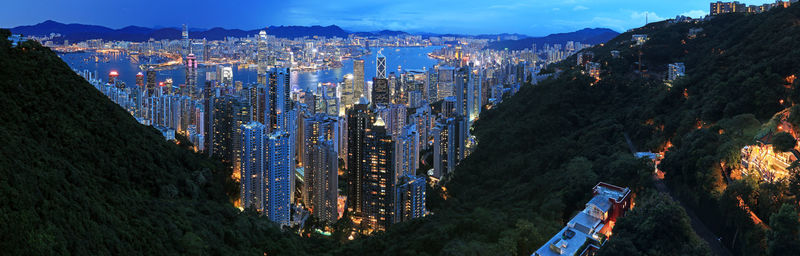 Illuminated cityscape at night