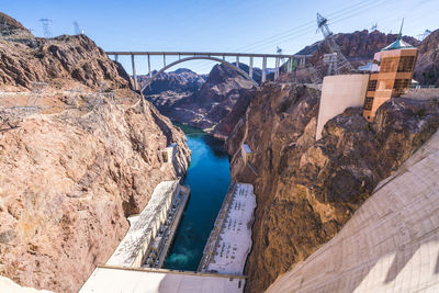 High angle view of bridge over river