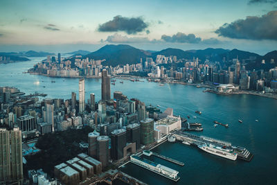 High angle view of buildings in city