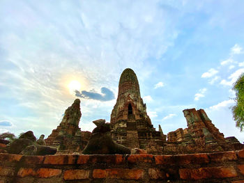 Low angle view of old building against sky