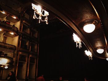 Low angle view of illuminated ceiling