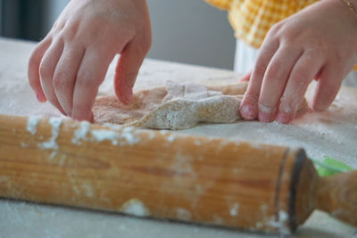 Close-up of person preparing food