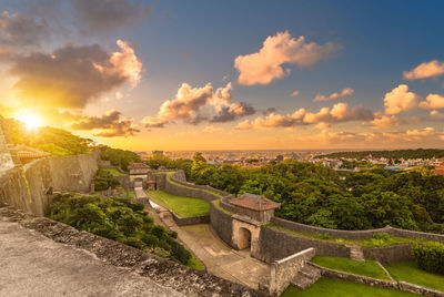 Kyukeimon gate of shuri castle of naha, the capital of okinawa prefecture, japan.