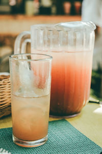 Close-up of drink in glass on table