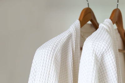 Close-up of clothes on rack