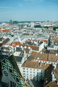 High angle view of townscape against sky