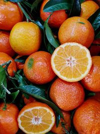 Full frame shot of oranges in market